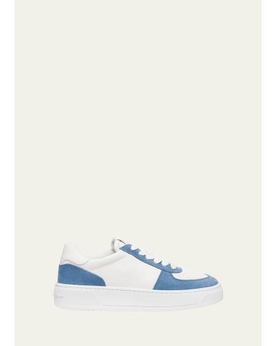 Stuart Weitzman Mixed Leather Courtside Low-top Sneakers - Blue