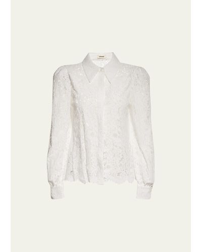 L'Agence Jenica Lace Long-puffed Sleeve Blouse - Natural