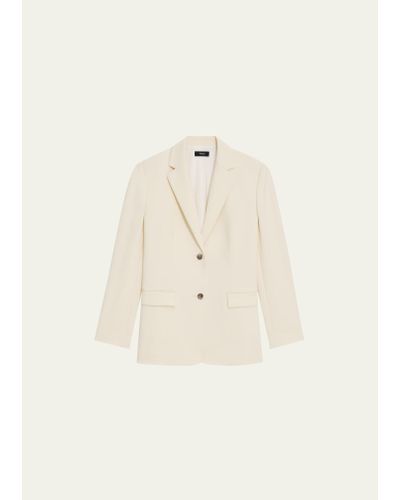 Theory Admiral Crepe Relaxed Blazer Jacket - Natural
