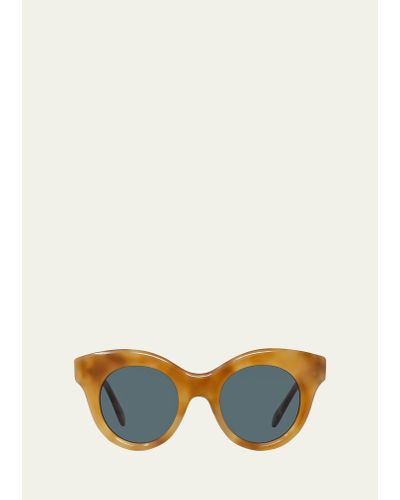 Loewe Curvy Logo Acetate Round Sunglasses - Blue