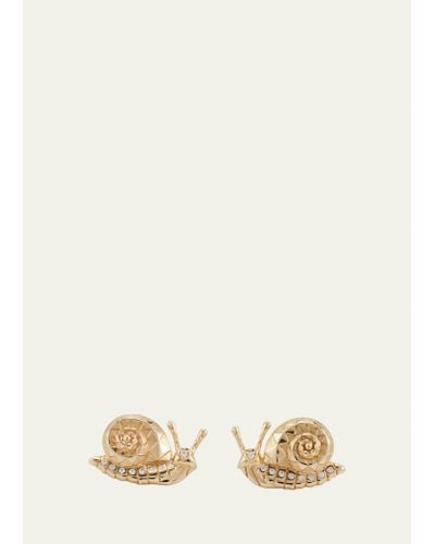 Harwell Godfrey Snail Stud Earrings With Diamonds - Natural