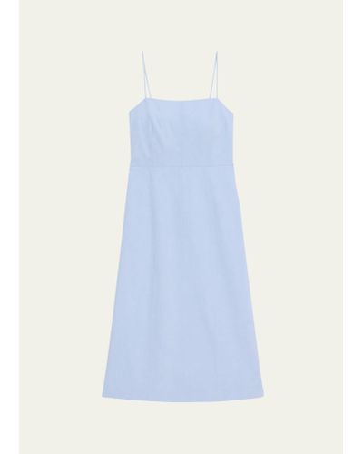 Theory Strappy A-line Linen-blend Midi Dress - Blue