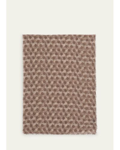 ALONPI Wool Geometric-print Scarf - Natural