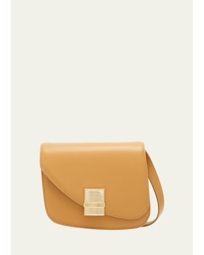 Ferragamo Fiamma Asymmetrical Leather Shoulder Bag - Natural