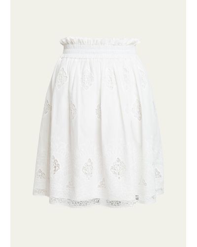 Erdem Lace-embroidered Gathered-waist Skirt - White