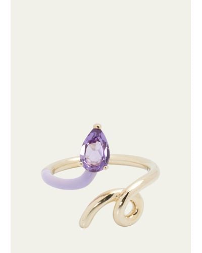 Bea Bongiasca B Vine Ring With Hand-painted Enamel And Amethyst - Natural