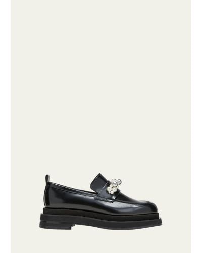Simone Rocha Leather Bell Charms Platform Loafers - Black