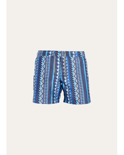 Thorsun Patterned Stripe Swim Shorts - Blue
