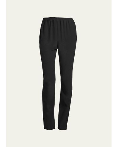 Eskandar Slim-leg Silk Pants - Black