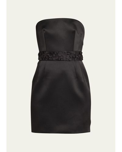 Givenchy Strapless Flower Belt Mini Dress - Black