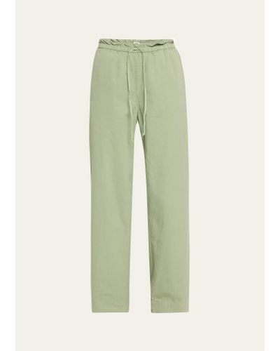Bliss and Mischief Sam Relaxed Cotton Twill Snap-cuff Pants - Green