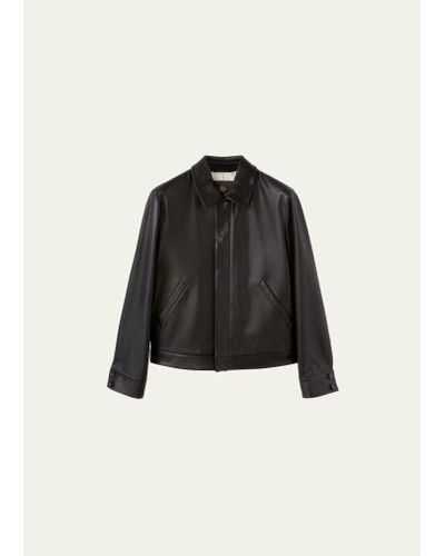 Loro Piana Yabu Grained Calf Leather Jacket - Black