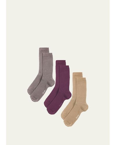 Stems Ribbed Cashmere-blend Crew Socks 3-pack - Pink