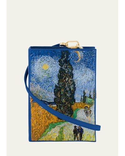 Olympia Le-Tan Road With Cypress And Star By Vicent Van Gough Book Clutch Bag - Blue