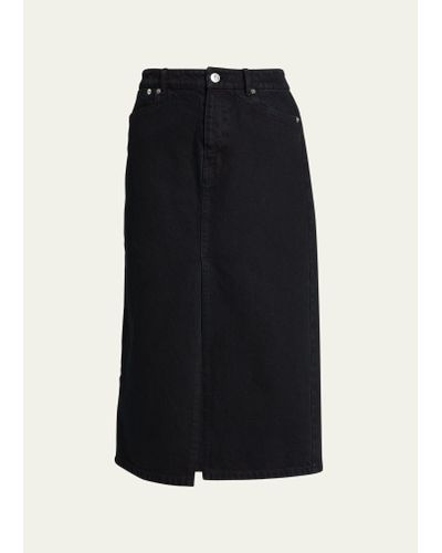 Proenza Schouler Denim Midi Pencil Skirt - Black