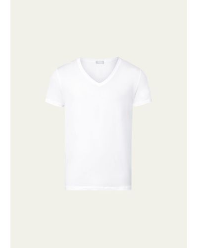 Hanro Cotton Superior V-neck T-shirt - White
