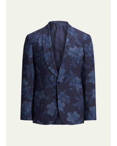 Ralph Lauren Purple Label Gregory Handmade Hibiscus Silk Sport Coat - Blue