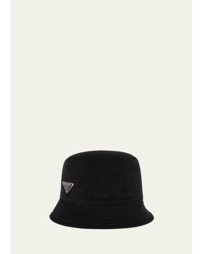 Prada Corduroy Bucket Hat - Black