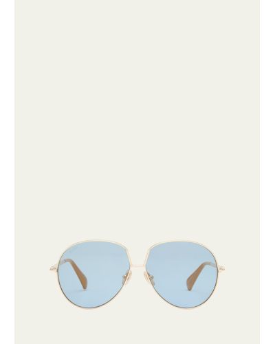 Max Mara Design 8 Mirrored Metal Aviator Sunglasses - Blue