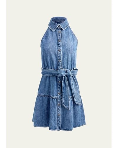 Alice + Olivia Miranda Sleeveless Denim Mini Dress - Blue