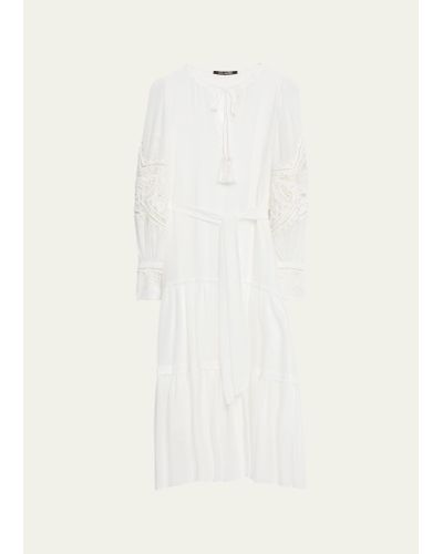 Kobi Halperin Mira Tiered Eyelet-embroidered Midi Dress - White