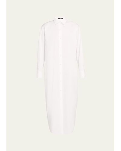 Theory Relaxed Cotton Button-front Maxi Shirtdress - White
