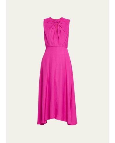 Saloni Marla Sleeveless Bow Midi A-line Dress - Pink