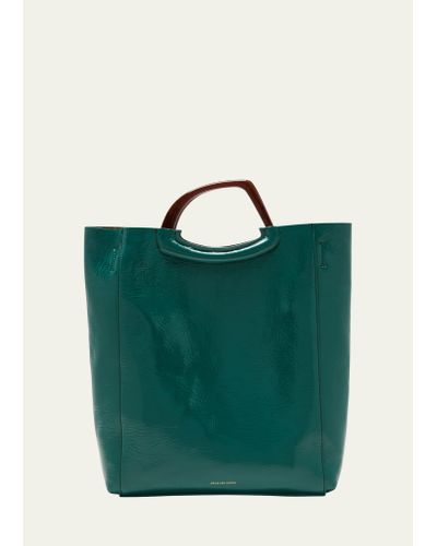 Dries Van Noten Crisp Large Patent Leather Tote Bag - Green