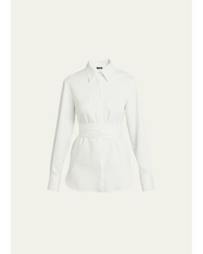 Kiton Self-tie Button Up Blouse - Natural