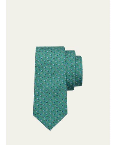 Ferragamo Gancini Parachute Silk Tie - Green