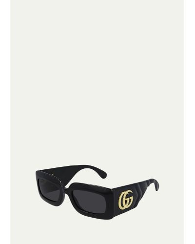 Gucci Oversized Rectangular Acetate Sunglasses - White