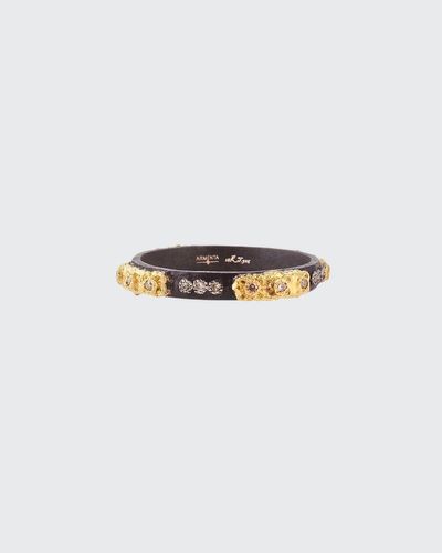 Armenta Stackable Ring With Champagne Diamonds - White