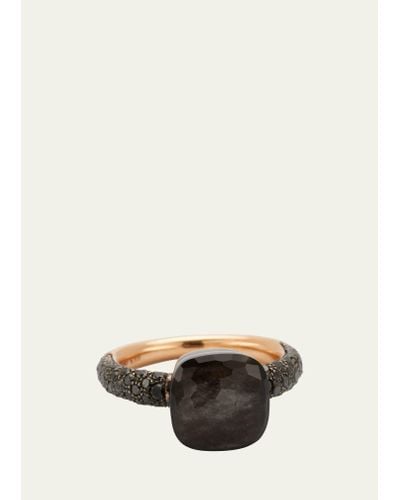 Pomellato Nudo 18k Rose Gold/titanium Obsidian & Black Diamond Ring - Multicolor