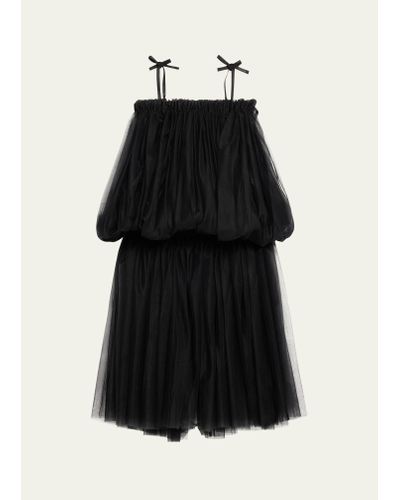 Noir Kei Ninomiya Tulle Tie-shoulder Mini Dress - Black