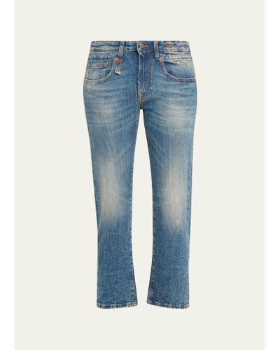 R13 Boy Straight Cropped Jeans - Blue