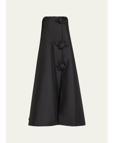 BERNADETTE Rosette Strapless Midi Dress - Black