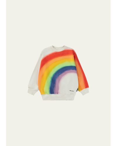 Molo Girl's Monti Rainbow-print Sweatshirt - White