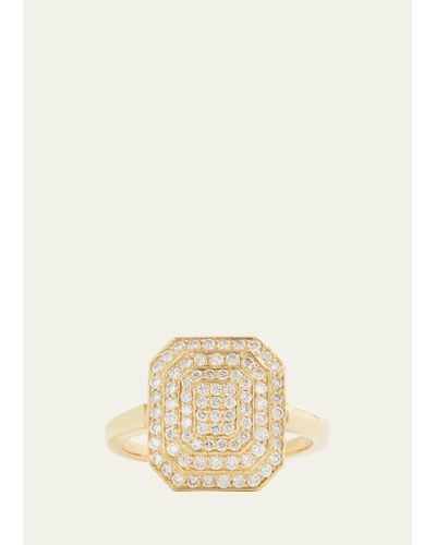 Jamie Wolf 18k Yellow Gold Emerald Shape Ring With Diamonds - Natural
