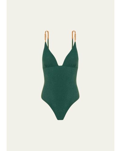 ViX Solid Paige Claire Brazilian One-piece Swimsuit - Green