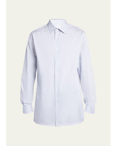 Loro Piana Cotton Micro-stripe Dress Shirt - Blue