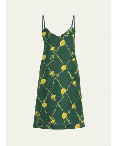 Burberry Dandelion Silk Slip Dress - Green