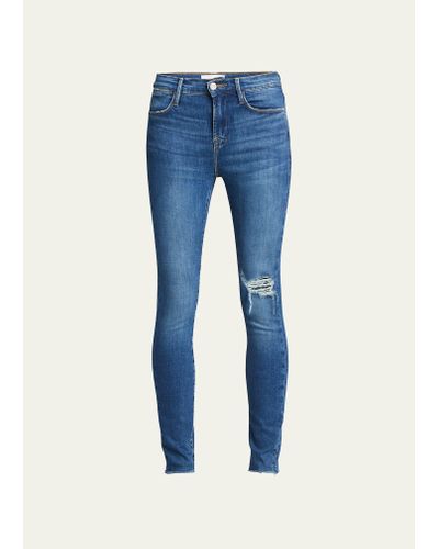 FRAME Le High Skinny Degradable Jeans - Blue