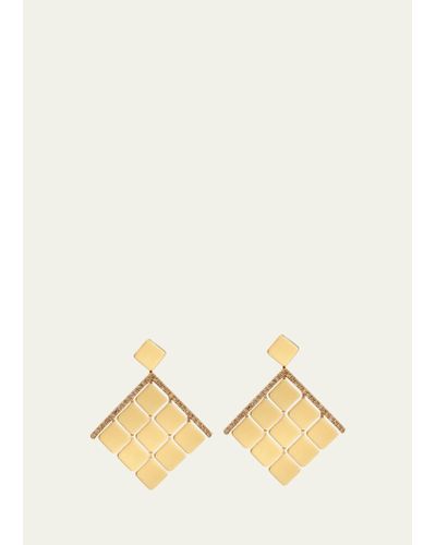 Ileana Makri 18k Yellow Gold Glimmer Tile Medium Earrings With Light Brown Diamonds - Natural
