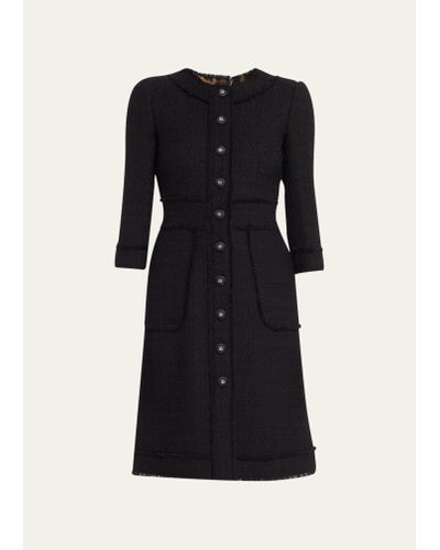 Dolce & Gabbana Tweed Button-front Short Dress - Black