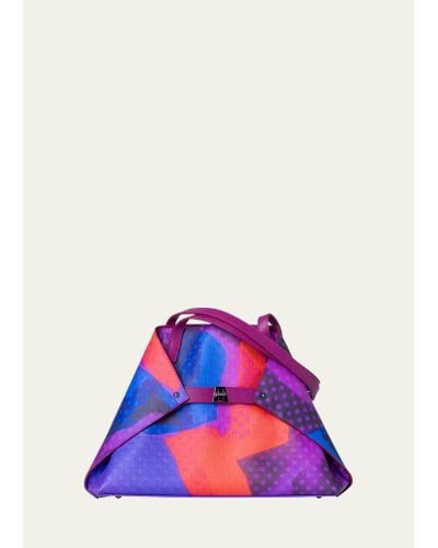Akris Ai Medium Printed Canvas Shoulder Bag - Purple