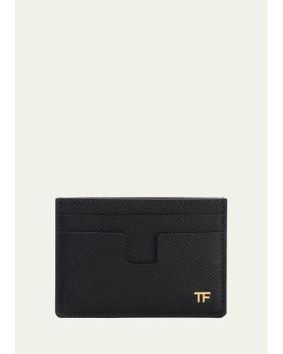 Tom Ford Leather Money Clip Card Holder - Black