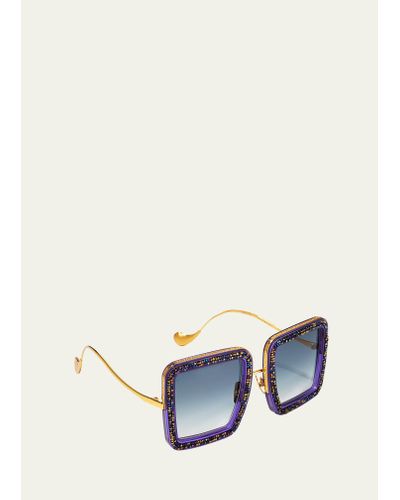 Anna Karin Karlsson Beaming Sky Swarovski Square Acetate Sunglasses - Blue