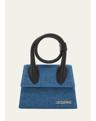 Jacquemus Le Chiquito Noeud Denim Top-handle Bag - Blue