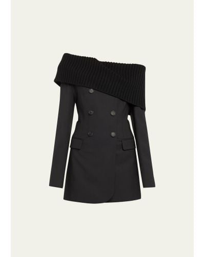 Monse Off-shoulder Knit Blazer Mini Dress - Black