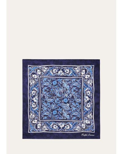 Ralph Lauren Choppa Tonal Silk Pocket Square - Blue